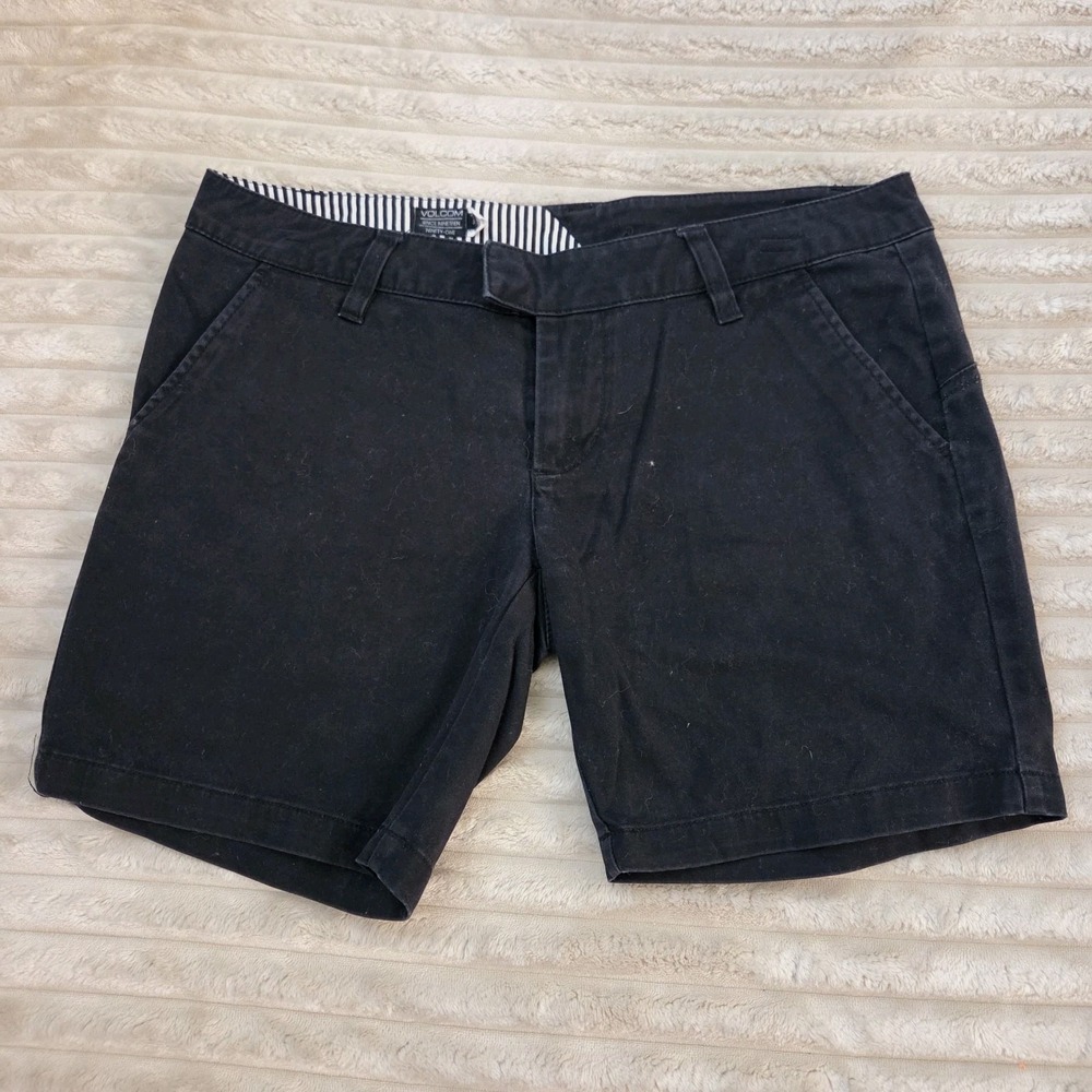 Volcom Juniors Black Casual Shorts Size 3 Skater Surf Chino Pocketed Y2k - Picture 1 of 7